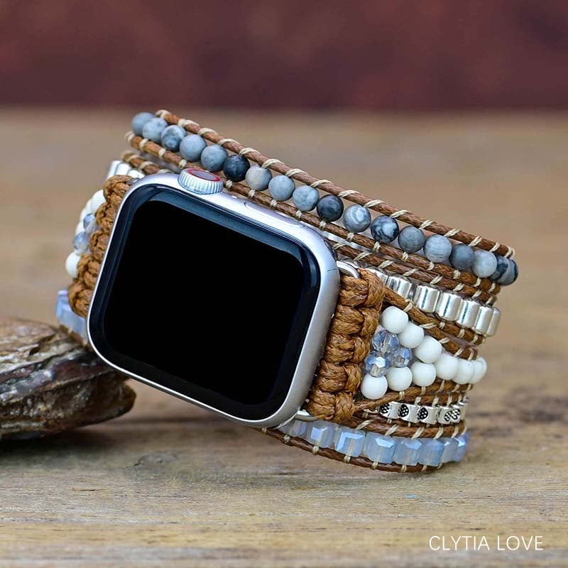 natural-stone-with-for-women-apple-watch-strap-natural-stones-crystal-howlite-alloy-beads-classic-elegant-cute-jewelry-dropship-gifts-beads-fashion-us-bracelets-bangle-leather