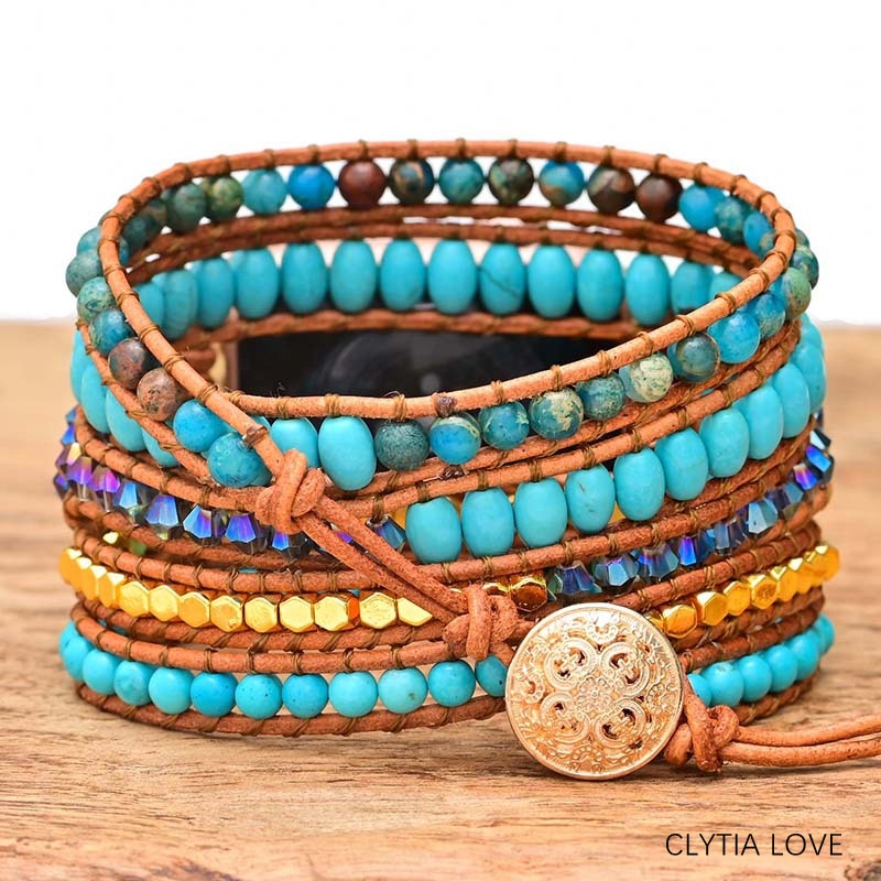 natural-stone-women-apple-watch-strap-boho-handmade-braided-wrap-jewellery-turquoise-jasper-crystal-genuine-leather-variety-luck-spiritual-stress-protection-properties-bohemian-femme