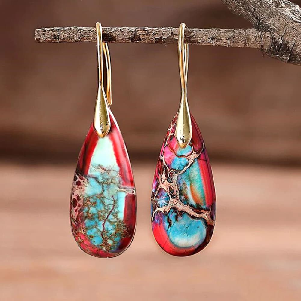 natural-stone-women-earrings-boho-handmade-braided-wrap-jewellery-imperial-jasper-collection-energy-healing-meaning-leather-relief-tree-fashion-teardrop-designer