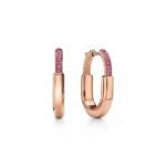 Lock Earrings · 18K Rose Gold Plated · Pink Zirconia Minimalist Earrings