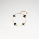 Gold-Plated Black Onyx Floral Bracelet