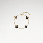 Gold-Plated Black Onyx Floral Bracelet