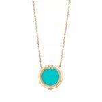 Turquoise Circle Pendant Necklace · 18K Gold Plated · Adjustable Chain