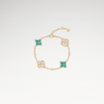 Gold-Plated Amazonite Floral Motif Bracelet