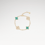 Gold-Plated Amazonite Floral Motif Bracelet