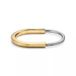 Lock Bracelet with Zirconia · 18K Gold Plated · Medium Size