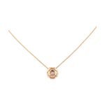 Rose Gold–Plated CZ Floral Motif Pendant Necklace