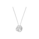 Gold-Plated CZ Floral Motif Hollow Pendant Necklace