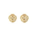 Gold-Plated CZ Floral Motif Stud Earrings