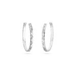 Gold-Plated CZ Textured Hoop Earrings