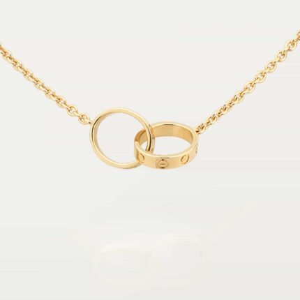 Gold-Plated Interlocking Double Ring Necklace