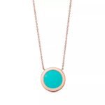 Turquoise Circle Pendant Necklace · 18K Gold Plated · Adjustable Chain - Image 10