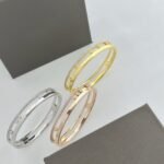 Gold-Plated CZ Double Band Bangle Bracelet - Image 11