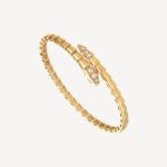 Gold Snake Bracelet with Cubic Zirconia