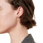 Lock Hoop Earrings · 18K Gold Plated · Zirconia Medium Hoops - Image 12