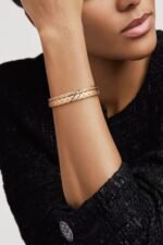Gold-Plated Quilted CZ Bangle | V Gold - Image 12