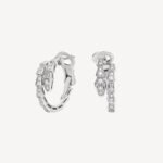 Chain Link CZ Earrings | 925 Sterling Silver, White Gold Plated