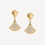 Gold Fan-Shaped CZ Earrings