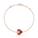 Ladybug Charm Bracelet · 925 Silver · 18K Rose Gold Plated · Carnelian & Onyx