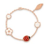 Ladybug & Floral Bracelet · 925 Silver · 18K Rose Gold Plated · Natural Stones