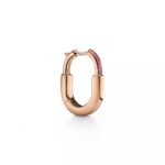 Lock Earrings · 18K Rose Gold Plated · Pink Zirconia Minimalist Earrings - Image 2