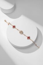 Gold-Plated Amazonite Floral Motif Bracelet - Image 4