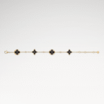 Gold-Plated Black Onyx Floral Bracelet - Image 2