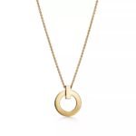 T1 Circle Pendant Necklace · 18K Gold Plated · Zirconia · Adjustable Chain - Image 2