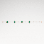 Rose Gold-Plated Malachite Floral Motif Bracelet - Image 2