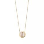 Mother-of-Pearl Circle Pendant Necklace · 18K Gold Plated · Adjustable Chain - Image 2
