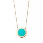 Turquoise Circle Pendant Necklace · 18K Gold Plated · Adjustable Chain - Image 2