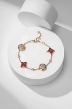 Gold-Plated Amazonite Floral Motif Bracelet - Image 6