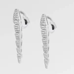 White Gold-Plated CZ Snake Drop Earrings - Image 2