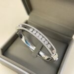 Gold-Plated CZ Double-Line Openwork Bangle Bracelet - Image 2