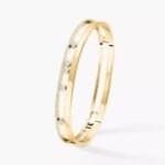 Gold-Plated CZ Double Band Bangle Bracelet - Image 2