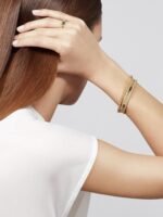 Gold-Plated Beaded Bangle Bracelet - Image 2