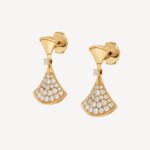 Gold Fan-Shaped CZ Earrings - Image 2