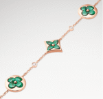 Rose Gold-Plated Malachite Floral Motif Bracelet - Image 3