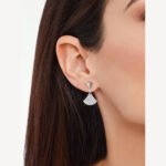 Gold Fan-Shaped CZ Earrings - Image 5