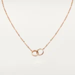 Gold-Plated Interlocking Double Ring CZ Necklace - Image 4
