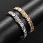 Baguette Cuban Bracelet · 14K White Gold Plated · 8mm CZ Iced Out - Image 4