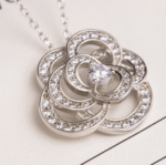 Gold-Plated CZ Floral Motif Hollow Pendant Necklace - Image 4