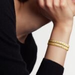 Gold-Plated Quilted CZ Bangle | V Gold - Image 4