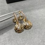 Gold-Plated CZ Floral Motif Drop Earrings - Image 4