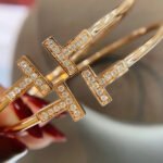 Gold-Plated T-Bar CZ Open Bangle - Image 4