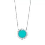 Turquoise Circle Pendant Necklace · 18K Gold Plated · Adjustable Chain - Image 5