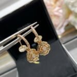 Gold-Plated CZ Floral Motif Drop Earrings - Image 5