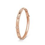 Gold-Plated CZ Floral Motif Bangle Bracelet (6.69") - Image 5