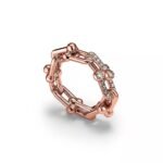 Link Ring with Zirconia · 18K Gold Plated · Chain Style Band - Image 7