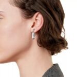 Lock Hoop Earrings · 18K Gold Plated · Zirconia Medium Hoops - Image 8